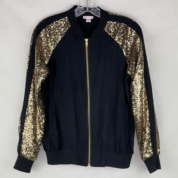 Xhilaration Jackets & Blazers - Xhilaration Black & Gold Sequin Bomber Jacket